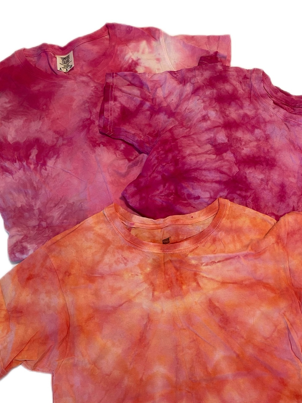 Tie Dye Shirts Tees BUNDLE of 3 Pink Orange Small Hippiecore Festival Camp Core